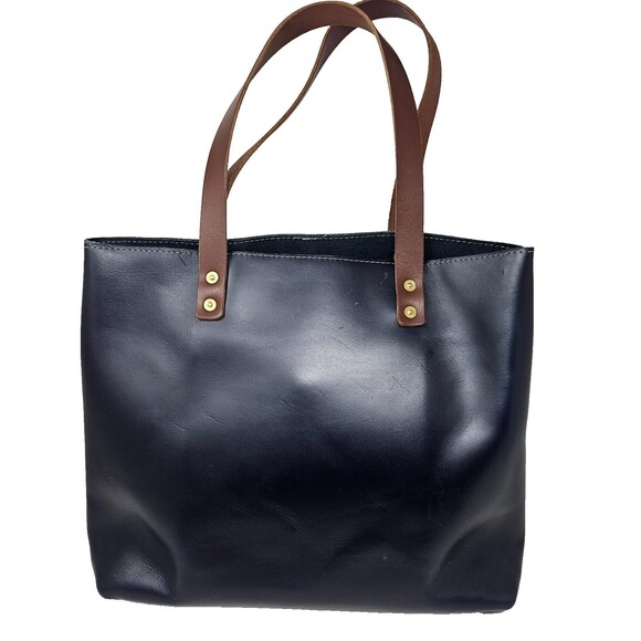 LIFETIME LEATHER Lifetime Tote Bag Navy Blue Minimalist Hand Crafted Durable - Picture 5 of 11